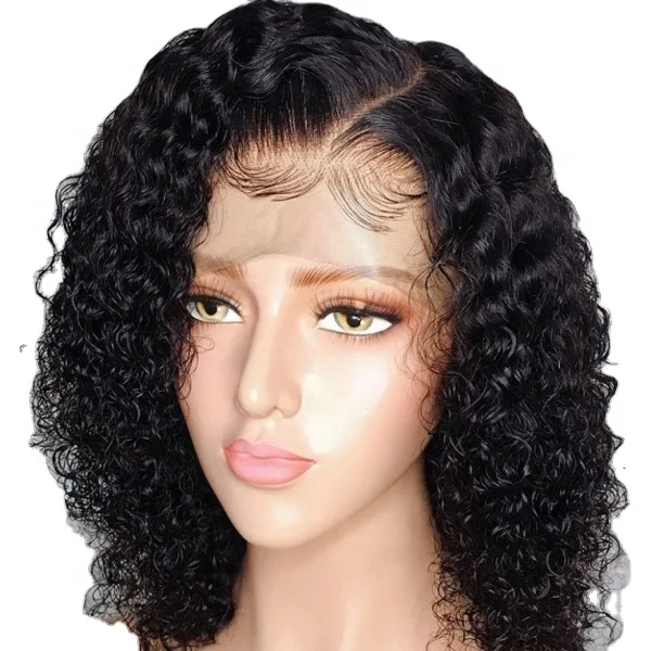 
 Популярные отбеленные узлы и предварительно выщипанные волосы для черных женщин короткий вьющийся 360 кружевной парик плотность 130% глубокие вьющиеся бобы  