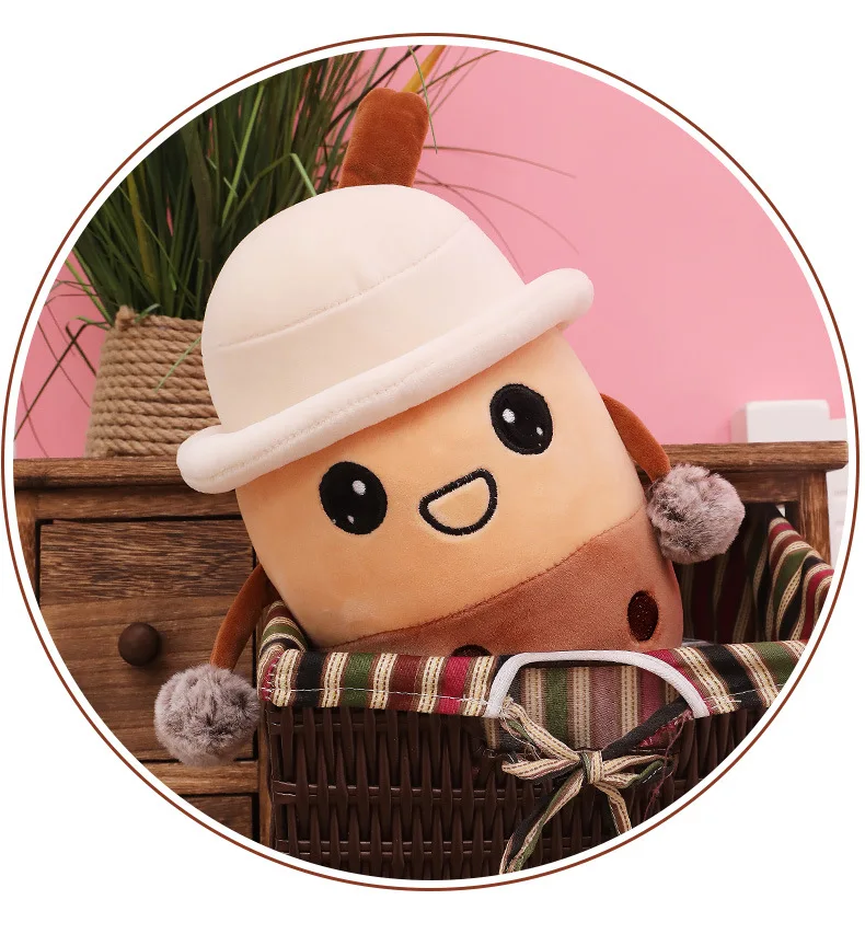 Cute Bubble Tea Stuffed Toys Ice Cream Super Soft Sleeping Pillow Boba Plush Toy