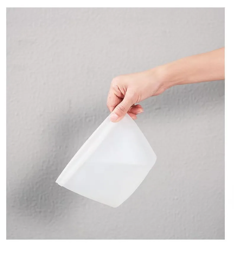 Food Grade logo printing Seal Reusable Silicone Milk Drinking Food Storage Bag Leakproof Silicon Zip Lock Bag