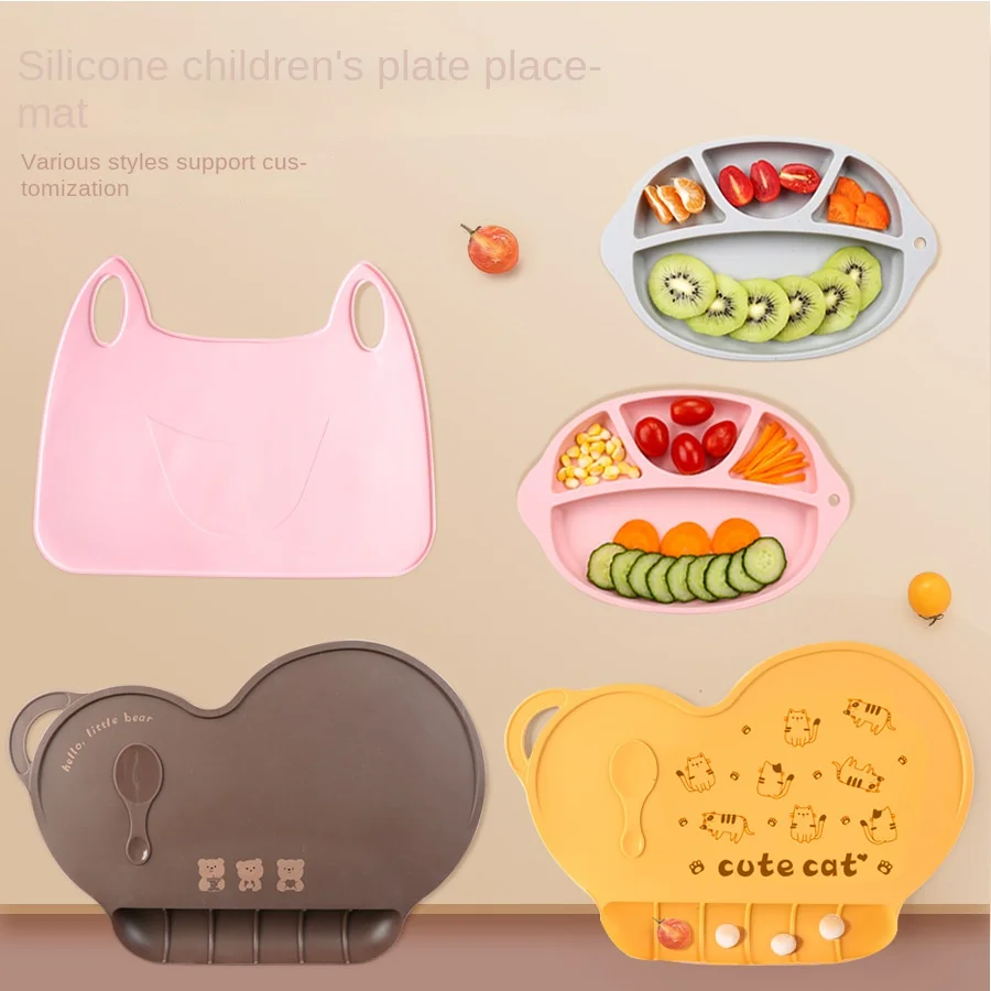 New Hot Sell Cute Baby Suction Food Mat Reusable Place Mat Bpa Free Baby Dinner Mat Silicone For Kids
