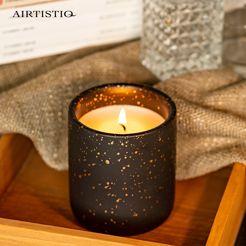 Hot sale home fragrance moon star design aromatherapy ceramic candle jar soy wax candle