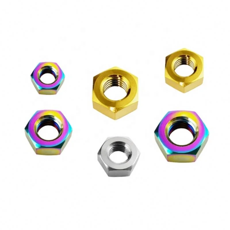 Plain Color ASTM A194 Anodized Titanium Grade 2 Gr 5 UNC UNF Thread Heavy Hexagon Hex Nut DIN 6330