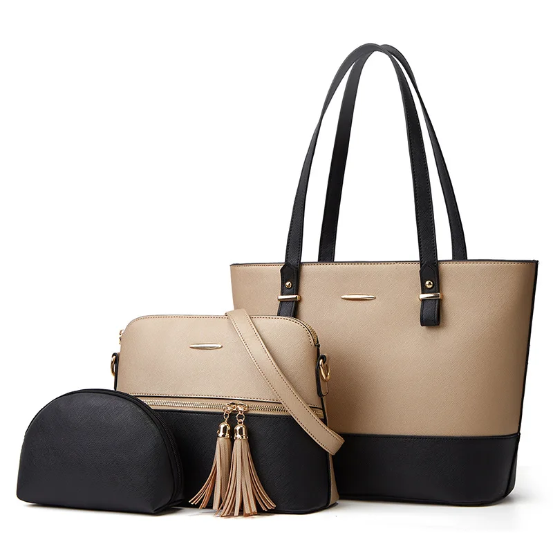 Fashion Trends Women Vintage Shoulder Bag Simple Large Sac A Main Femme Handbag Sets 2 Pieces Lady Hand Bags