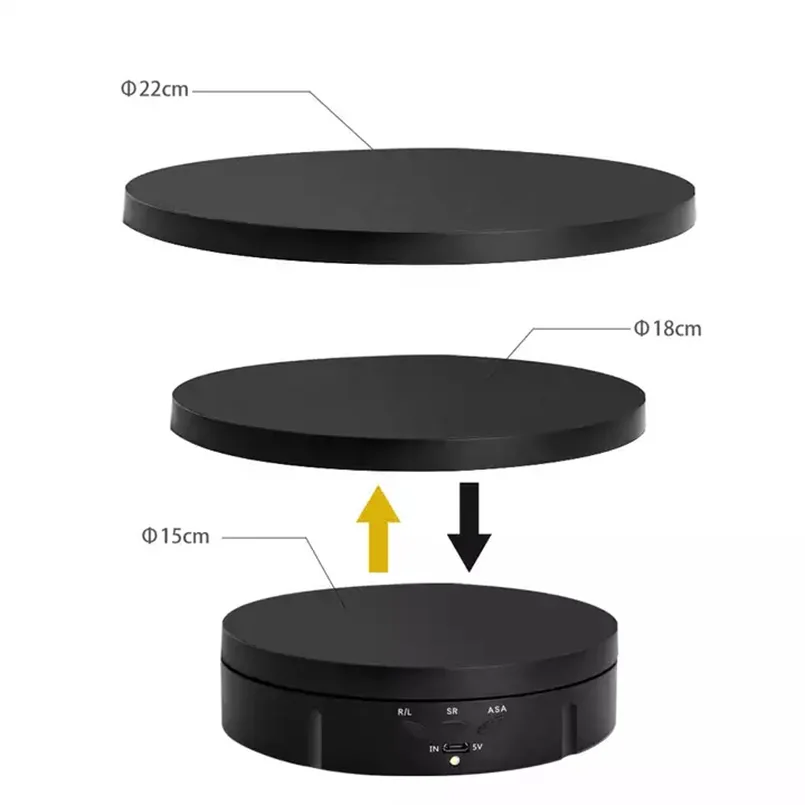15/18/22 cm 360 Degree Electric Rotating Turntable Display Stand Photography Turntable 3 in 1 revolving display turntable