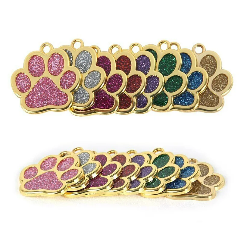 New arrival Shiny gold color Paw shape zinc alloy dog pet ID tag with custom logo in stock
