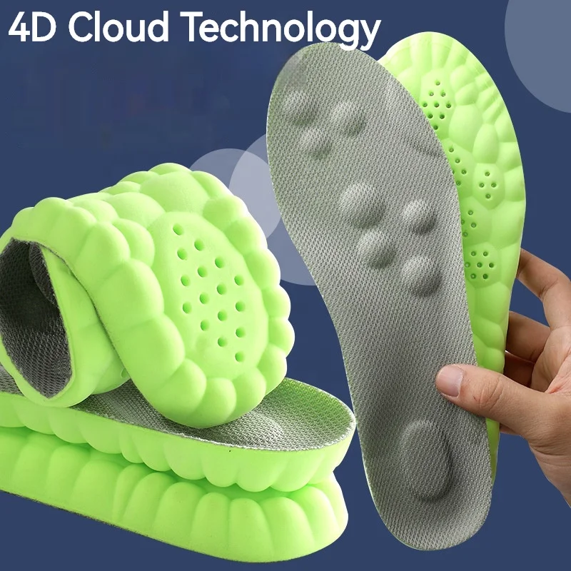 New 4D Massage Insoles Super Soft Sports Shoes Insole for Feet Running Baskets Shoe Sole Arch Support Orthopedic Inserts Unisex