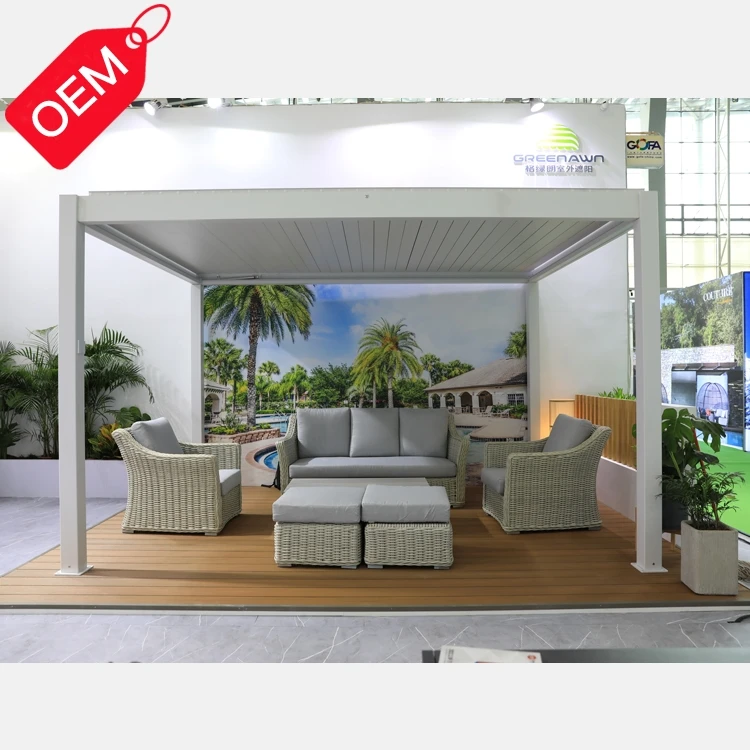 IP 67 Motorised Aluminium Garden Pergola Bioclimatic Pergolas Waterproof Louver Roof System Outdoor Gazebo Aluminium Pergola