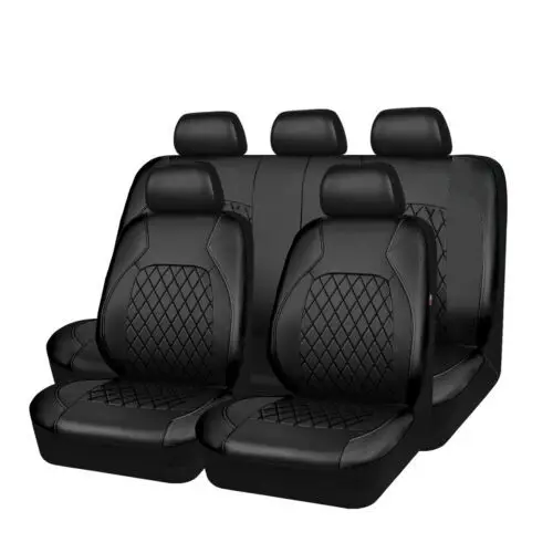 Nine-piece set of single line diamond quilted embroidered leather car seat