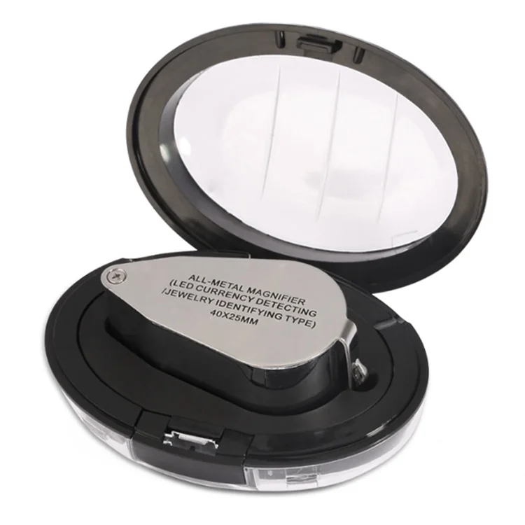 40X 25MM Illuminated Magnifier Full Metal Jeweler Loupe With Led UV Light Magnifying Glass For Jewelry Inspection