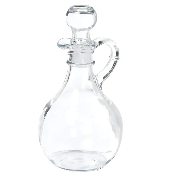 Round Glass Oil Dispenser Bottles with Stoppers Glass Oil and Vinegar Cruets