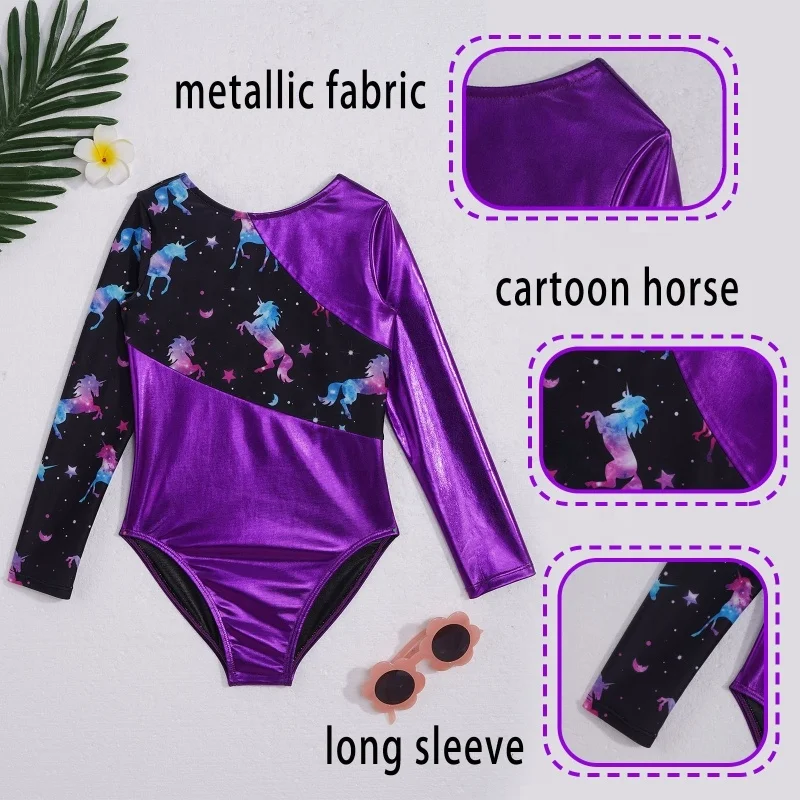 4-14 Long Sleeve Training Dancewear Girls Gymnastics Clothing Ballet Dance Leotard Child Jumpsuit Kids Gymnastics Leotards