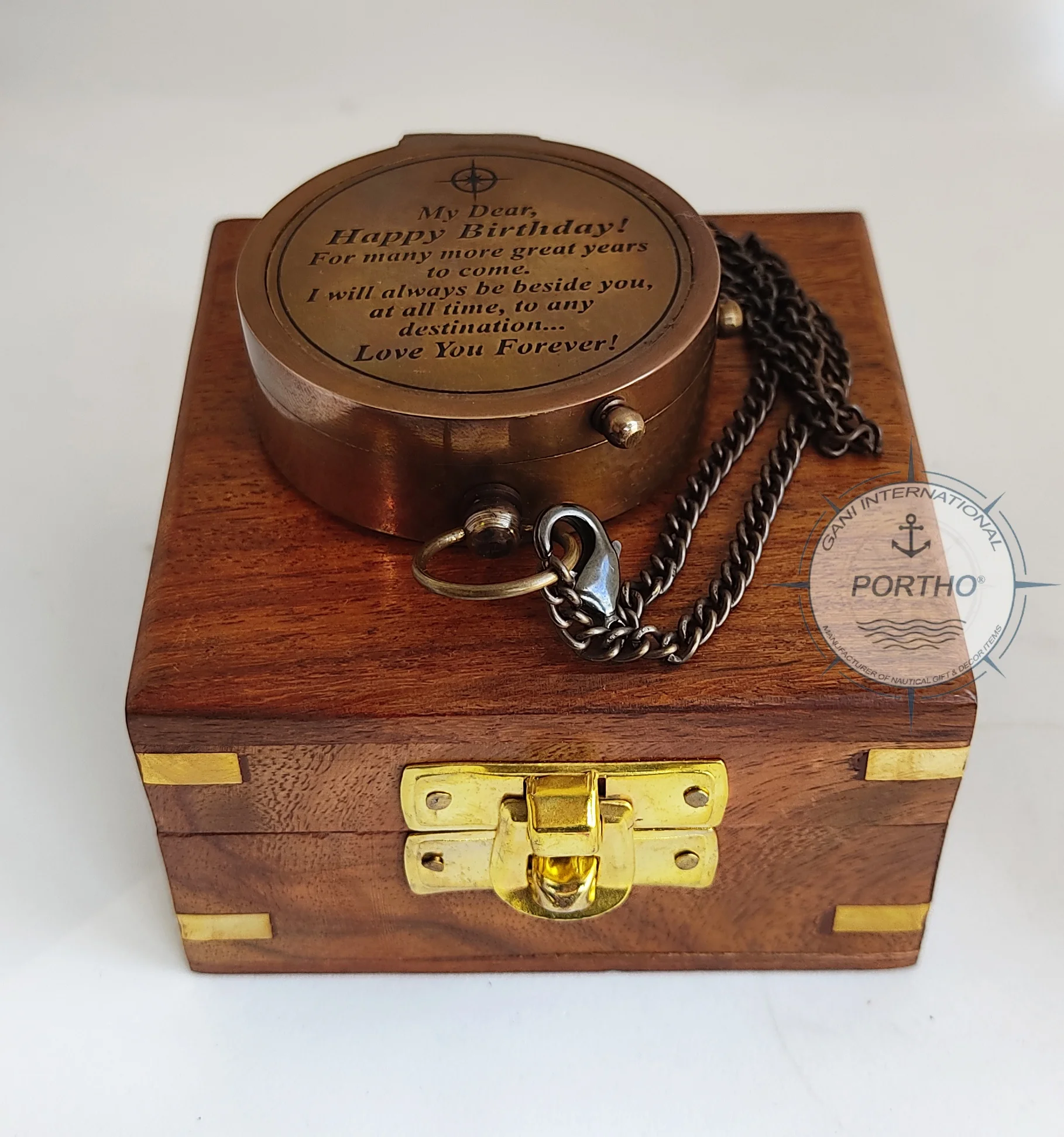  Antique Brass Birthday Compass With Wooden Box Pocket compass Best