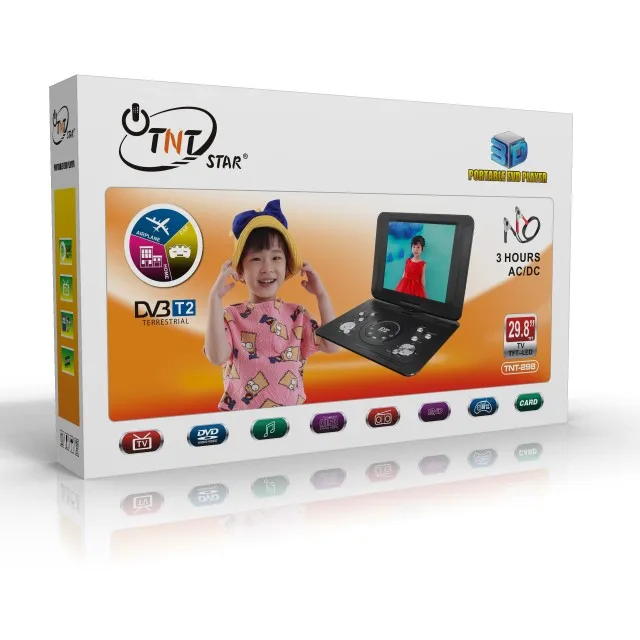  Tntstar TNT-298 Лидер продаж 14 1 дюймов EVD аналогового ТВ Dvbt Dvbt2 TNT298 портативный