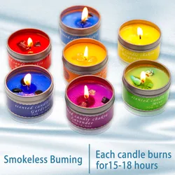 Hand Poured Soy Wax Healing Crystal Gem Stone Essential Oil Candle Scented 7 Chakra Candle,Candle Labels,Handmade Candles