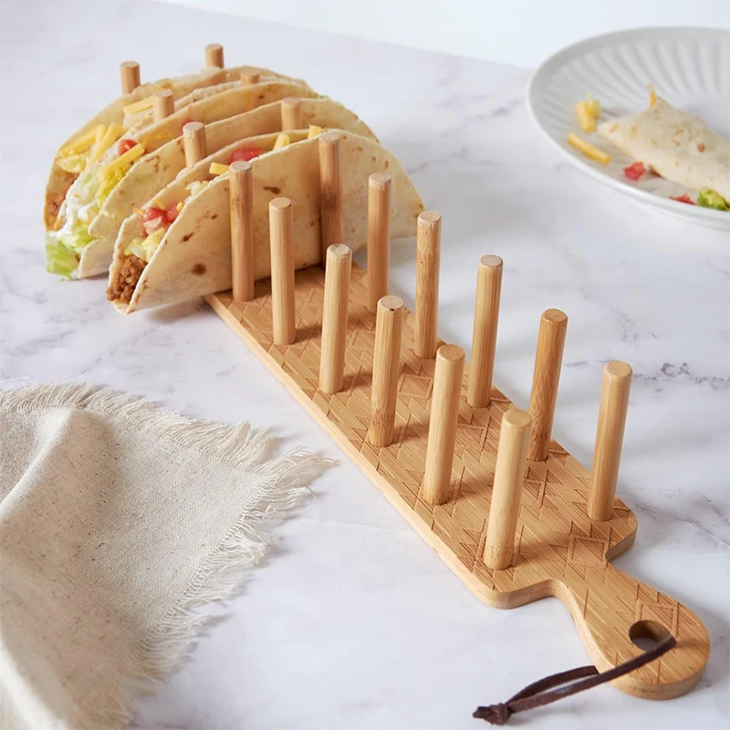 Legend New Arrival platos para grille porta tacos soporte para taco unicornio bamboo wooden taco holder for restaurant use