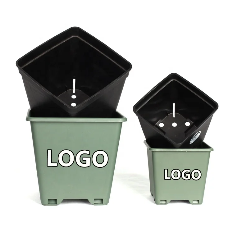 PP Big Square Tall Container Garden Flowerpot Factory Manufacturer 1 2 3 5 Gallon Durable Agricultural Square Plastic Nursery Po