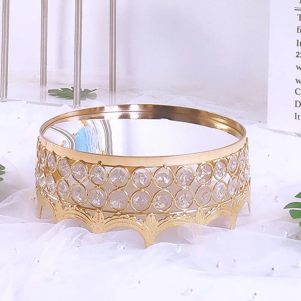 RU Gold Mirror Metal Cake Stand Round Cupcake Wedding Birthday Party Dessert Pedestal Display Plate Home