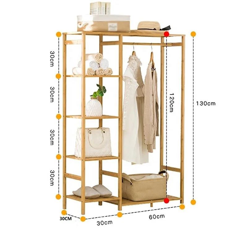 Popular Four Layers Hanging Hanger Bamboo Hat and Coat Stand Shelf Bedroom Living Room Home Furniture Modern