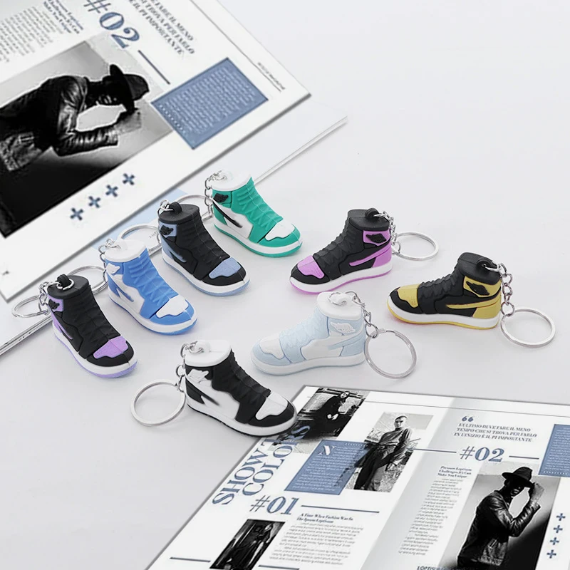 Mini Sneaker Key Chain 3D Shoes Soft Pvc Plastic Keyring Sublimation 3D Pvc Football Club Shoe Keyring With Chain