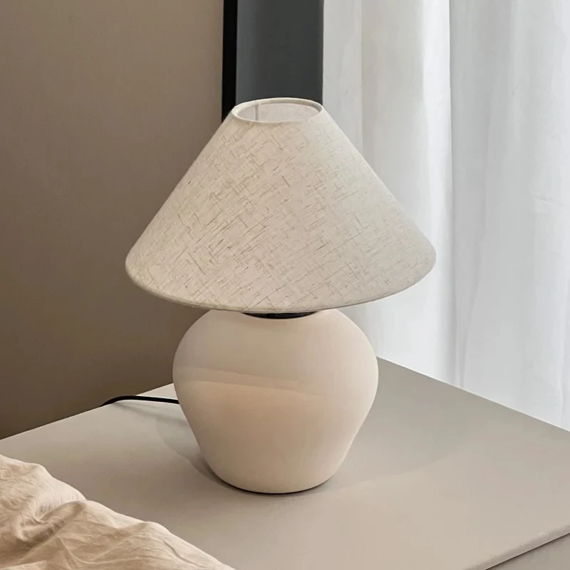 Japanese wabi sabi art decorative ceramic table lamp bedroom sofa side small table lamp