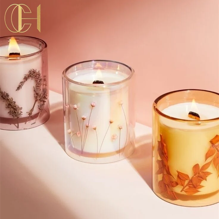 C&H private label candle gift set custom logo decal and color luxury glass scent candle