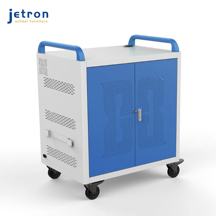 Commercial hot sale school intelligent laptop charging cart with wheels and Disinfection system