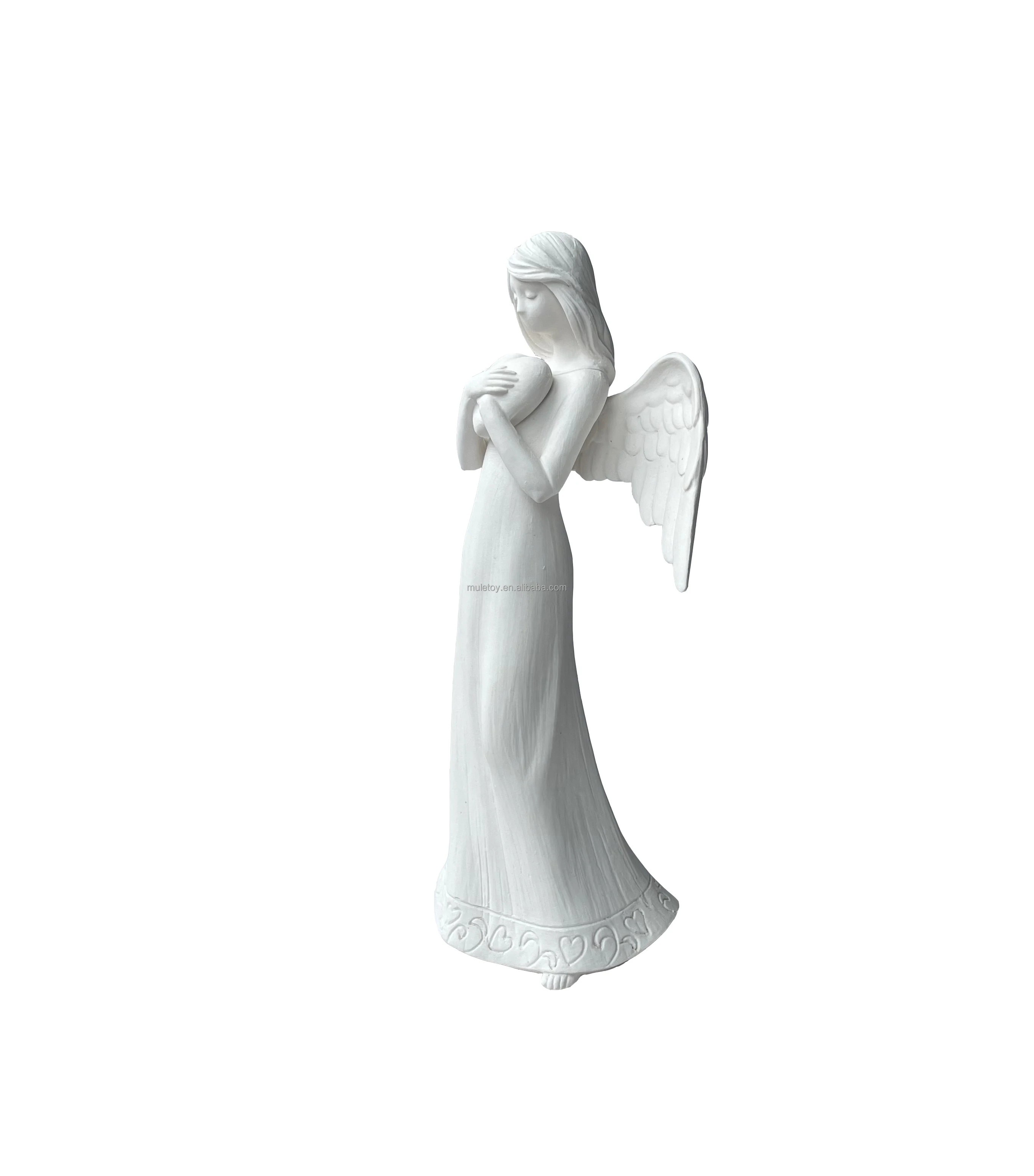 8.5inch Porcelain Mom Angels Figurine for Gifts Home Decoration Praying commemorating Angel Statue (with Hear)