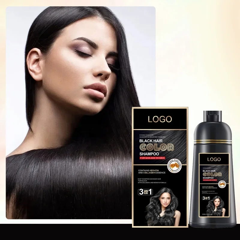 High Quality Home Use Hair Color Shampoo 3 In 1 Fast Dye Ammonia Free Black Colour Shampoo Dye