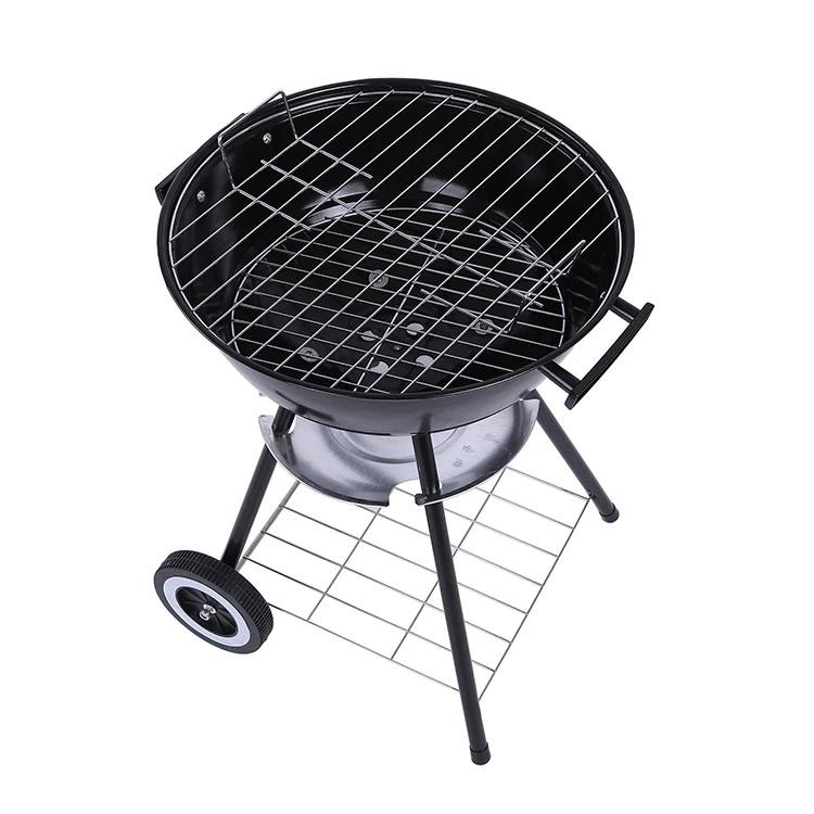 Enamel Materials Barbecue 18 Inch Trolley Barbecue Grill Charcoal BBQ Grill with Wheels