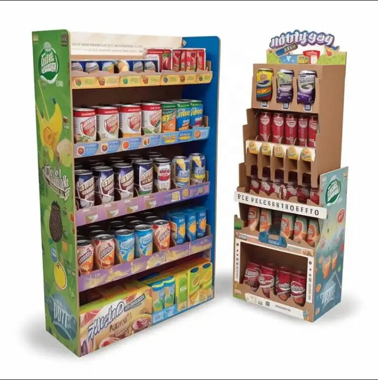 Customized Wholesale Supermarket Cardboard Display Stand for Snack and Beverage