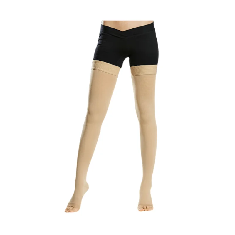 Thigh High Open Toe Compression Hose 20-30 mmHg Opaque Stockings