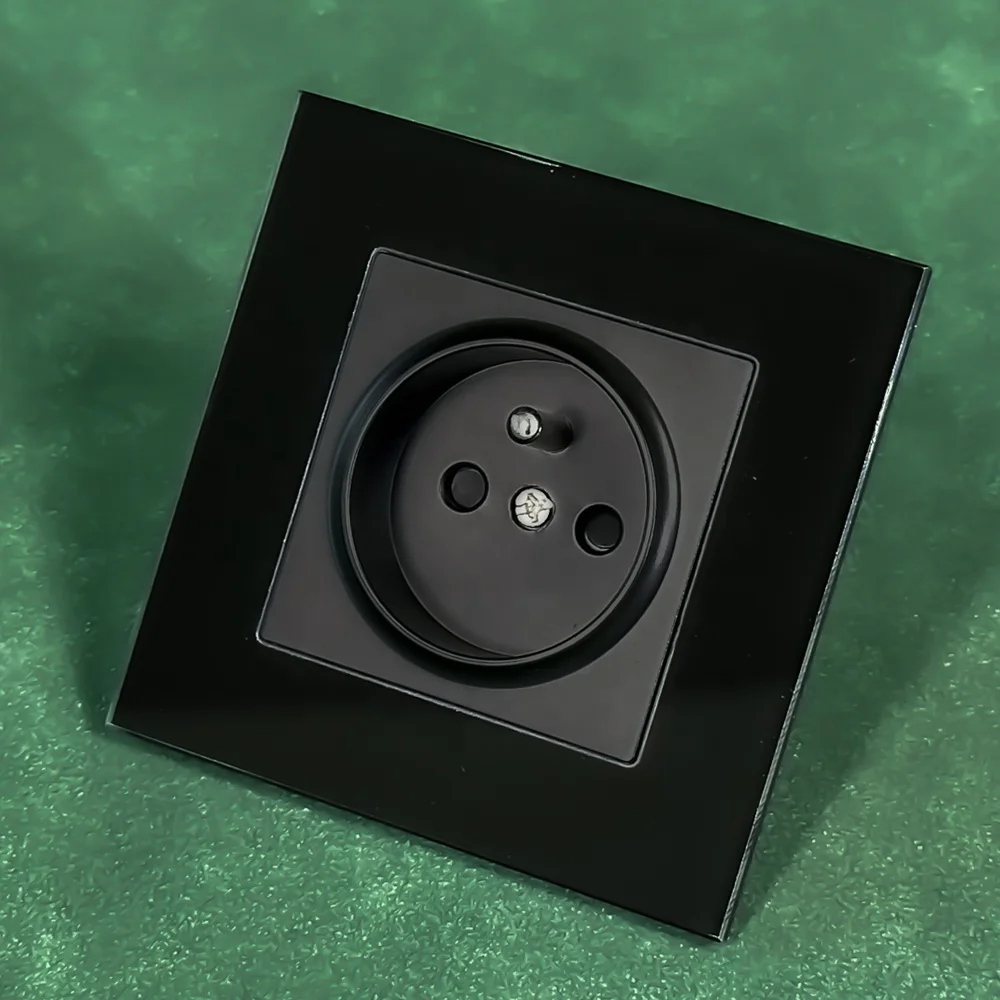 Chinese Wholesale European Standard 86*86 Type 220V 16A Tempering Glass Quality White Black Gold Grey French Wall Socket