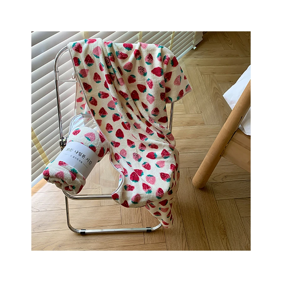 Custom Coral Fleece Blanket With Embroidery Logo 100% Polyester Winter Cartoon Throw Blankets Home Office Portable Kids Blanket