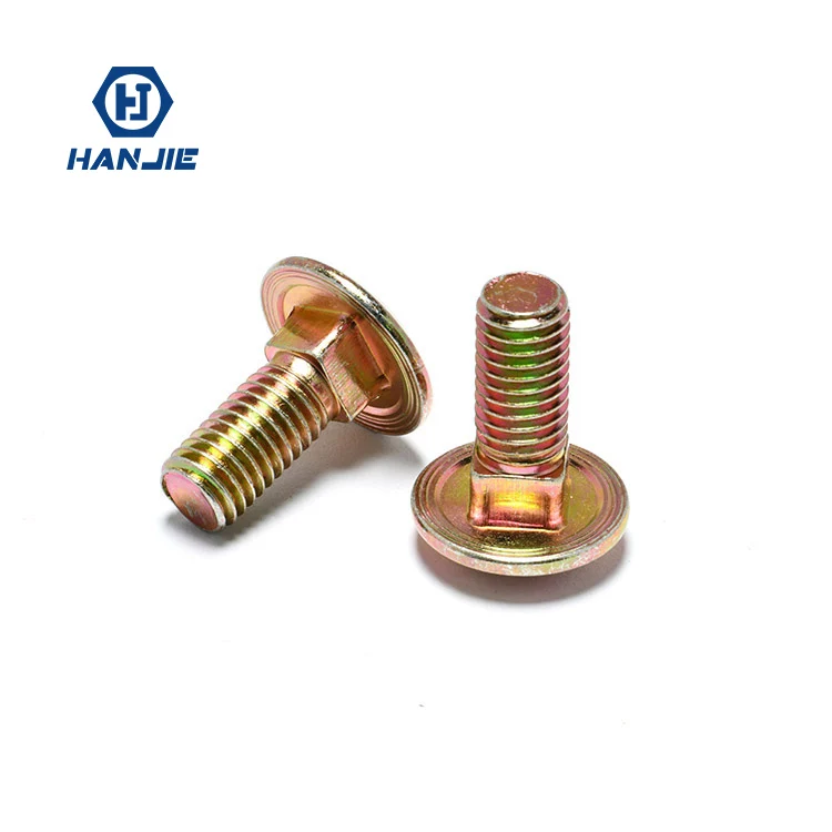 Grade 5 8 Din603 Carbon Steel Yellow Zinc Plated Mushroom Head Square Neck carriage bolt