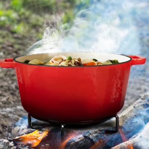 Enameled Cast Iron Combi Pot 2 in 1 Kitchen Cookware Dutch Oven