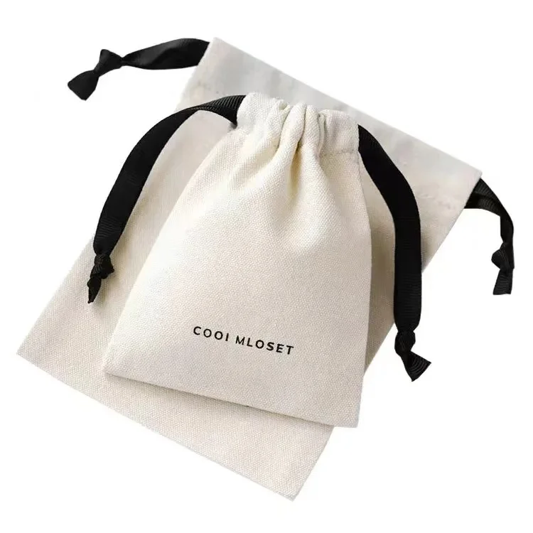 Custom Cotton Drawstring Pouch Bag Organic Cotton Gift Jewelry Packaging Bag Eco-Friendly Storage Gift Bag For Party Favor