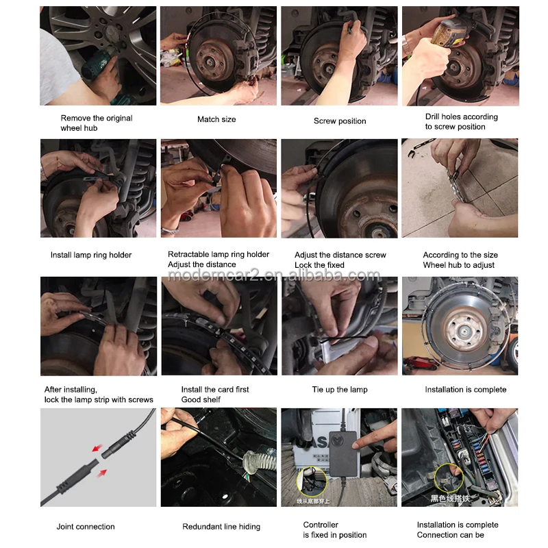 Led Car Hub Light APP/Remote Control Auto Wheel Ring Strip Adjustable Waterproof Decoration Atmosphere Light Rgb Neon Lamp 4PCS