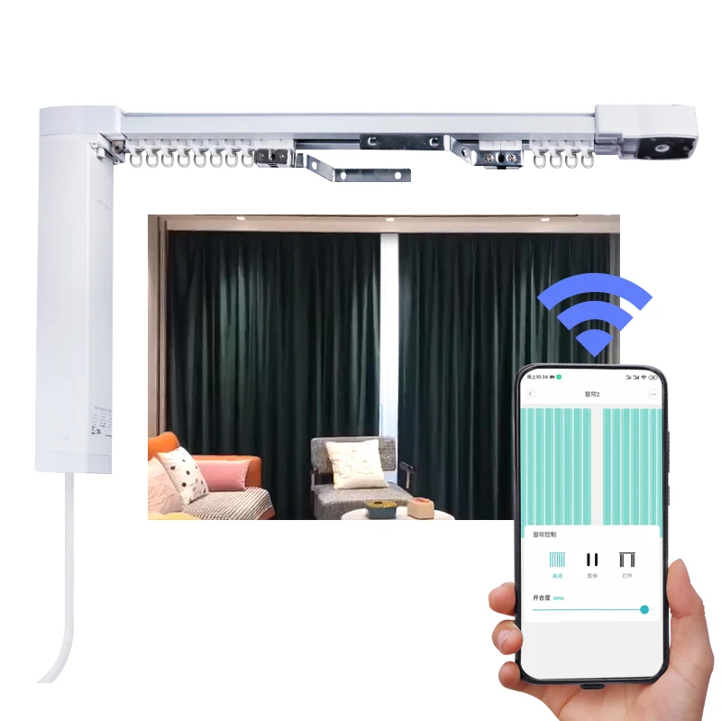 Низкая цена, сверхмощный тихий потолочный автоматический беспроводной мотор из алюминиевого сплава, электрическая направляющая для штор для спальни