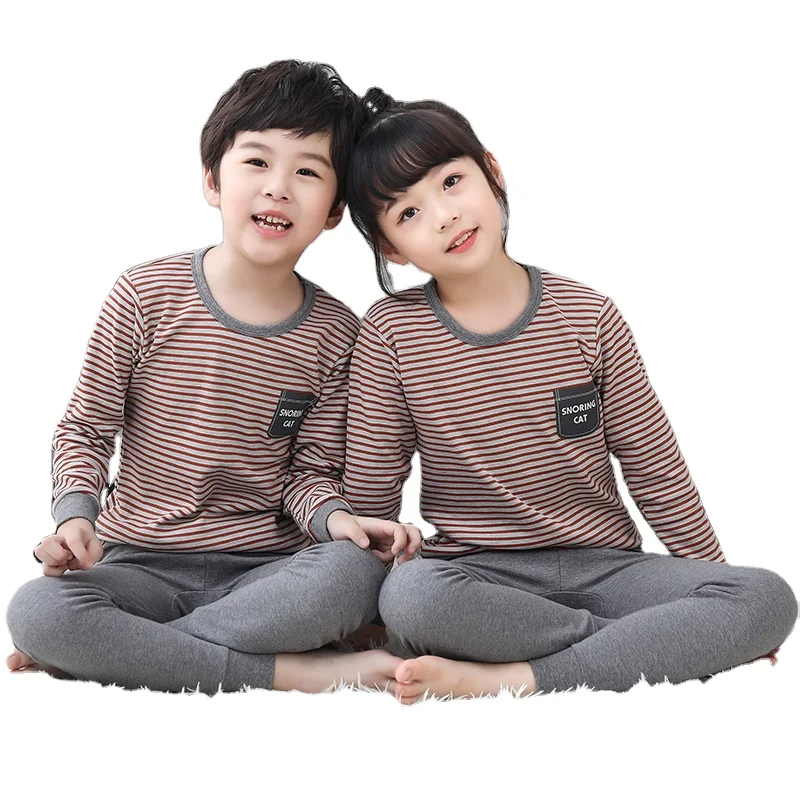 OEM High Grade Quality100% Cotton Autumn And Winter Two Piece Pyjama Kids Pajama Set