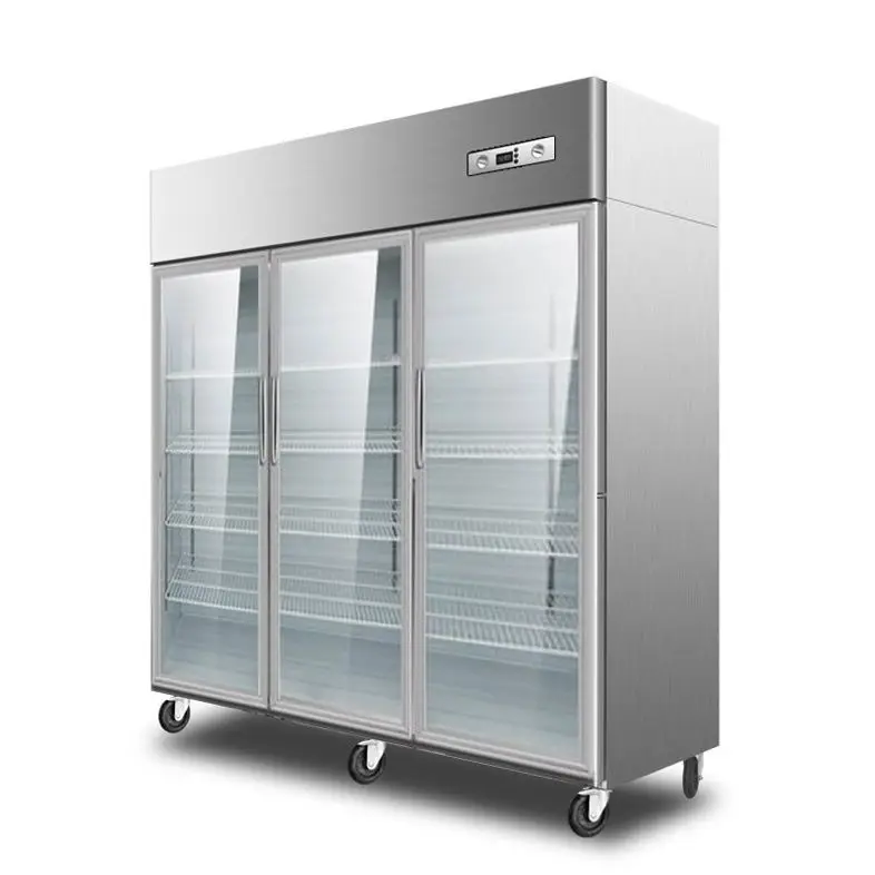 JINBEST Standard Large 3 Glass Door Display Refrigerator Upright Refrigerator Showcase Direct-Cooled