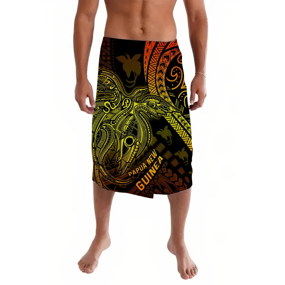 Birds Of Paradise Lavalava Papua New Guinea Design ie faitaga OEM Wholesale Mens Casual Aboriginal Half Skirt Tribal Island Wear