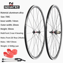 NEW Novatec 700C Road Bike Wheels Double layer Alloy brake Rim A271/F372SB light Bicycle hubs 24Holes 4bearings 7/11S Wheelset