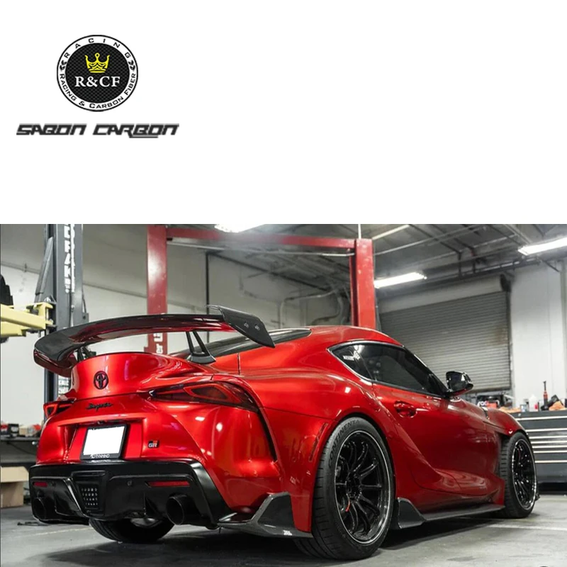 For Toyota Supra GR A90 A91 MK5 Rear Spoiler Carbon Fiber Swan neck Rear High Wing Spoiler
