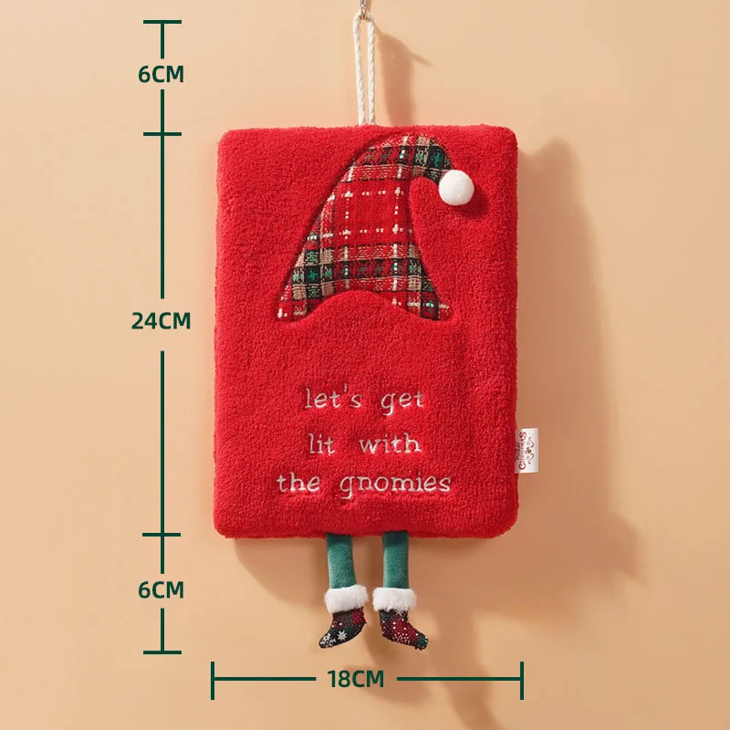 Christmas Decorative Coral Fleece Gift Coral Velvet Kitchen Hand Drying Cleaning Towels Heat Insulation Towels Coaster With Hook