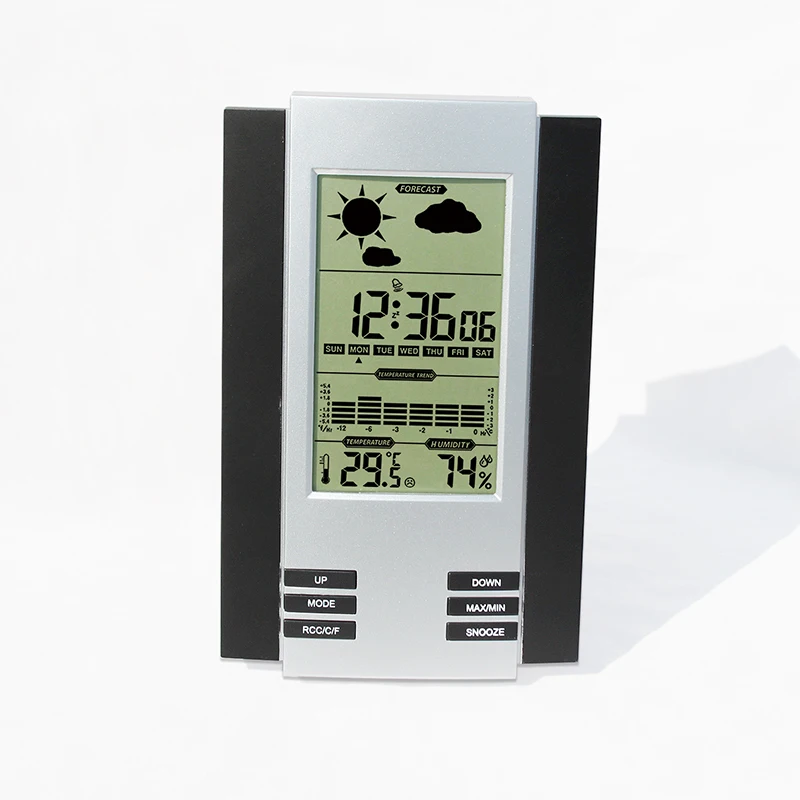 
H126DC LCD Digital weather station clock LCD table alarm clock LCD temperature station trend 