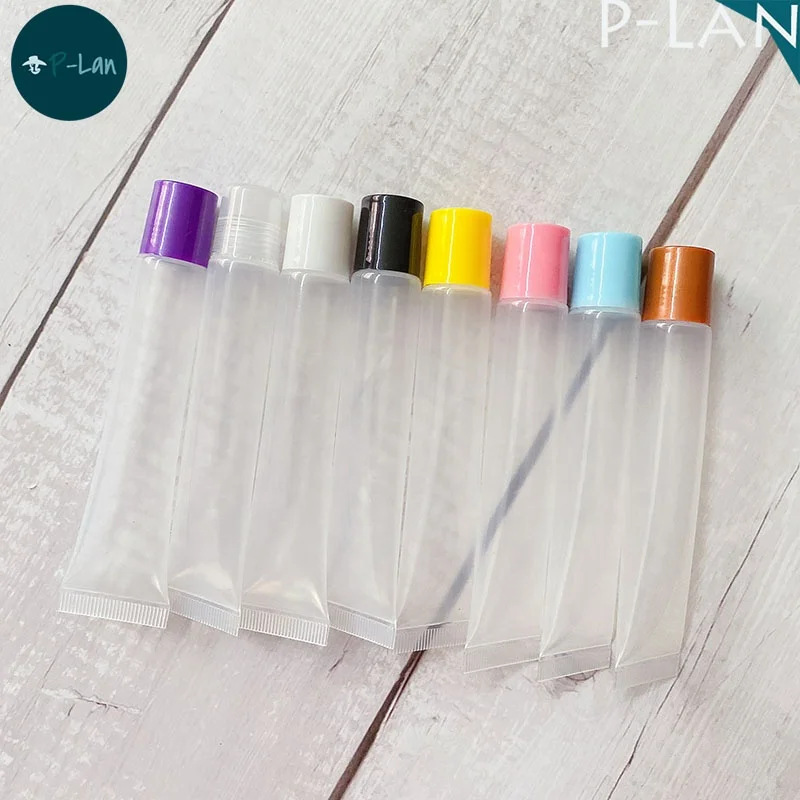 P-Lan Brand Stock 100pcs 10ml 15ml 20ml Wholesale Plastic Lip Gloss Squeeze Tube Custom Lip Gloss Tubes