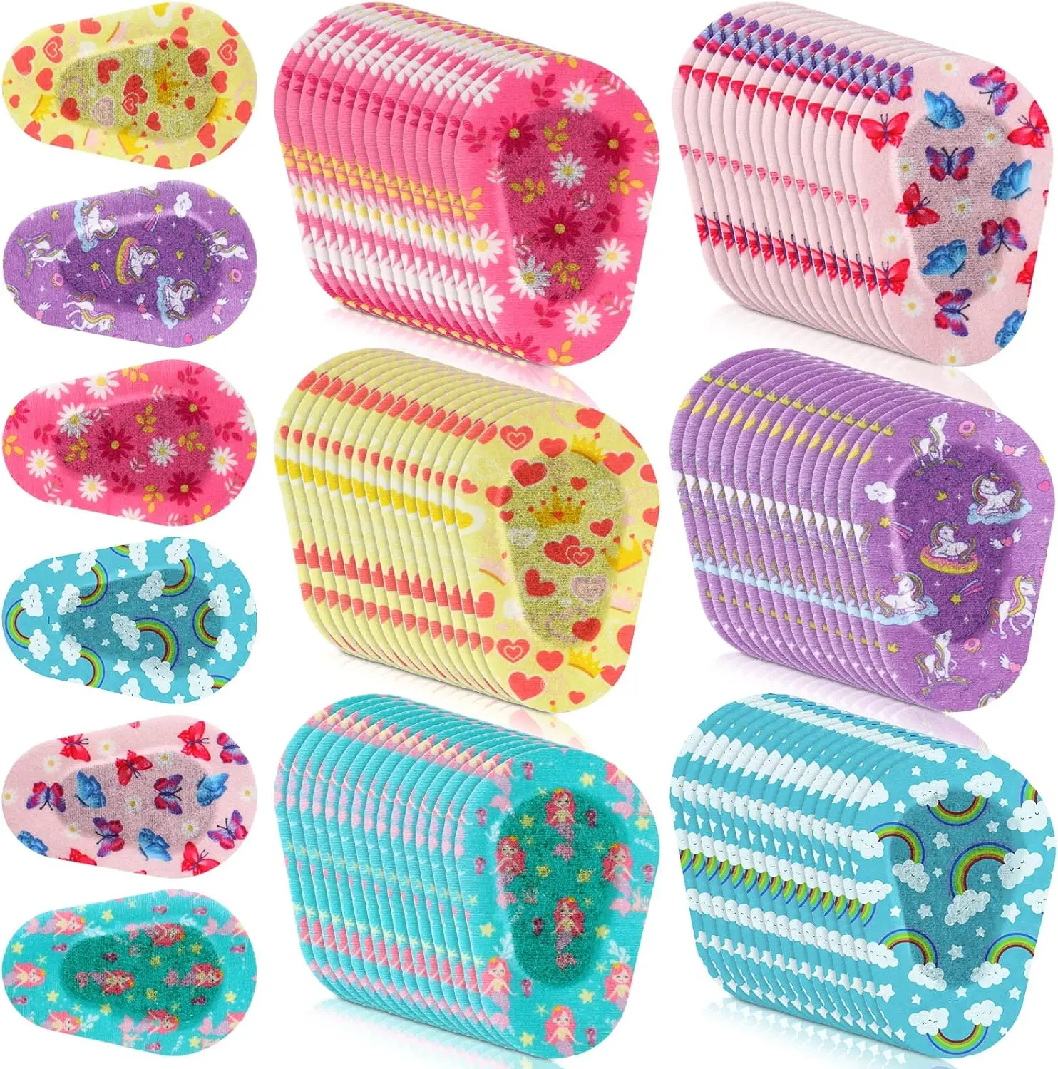 Adhesive Eye Patches for Kids Girls Designs Cotton Adhesive Bandages for Girls Toddler, 6 Styles