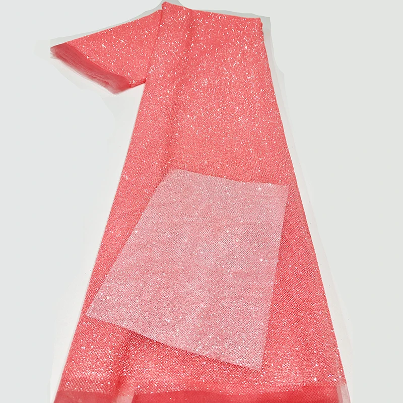 Manufacturer wholesale multi glisten plain color shiny african lace fabric senegal gowns glitter tulle dress fabric for party
