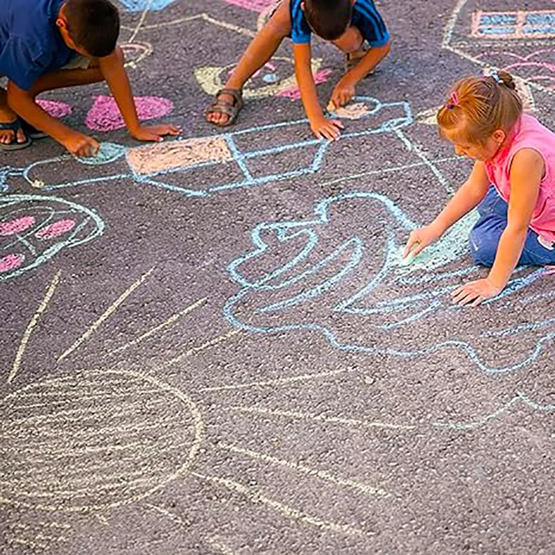 2024 Non Toxic Washable Custom Outdoor 20 Colors Washable Chalks School Blackboard Big Drawing Sidewalk Chalk With 4 Stencils