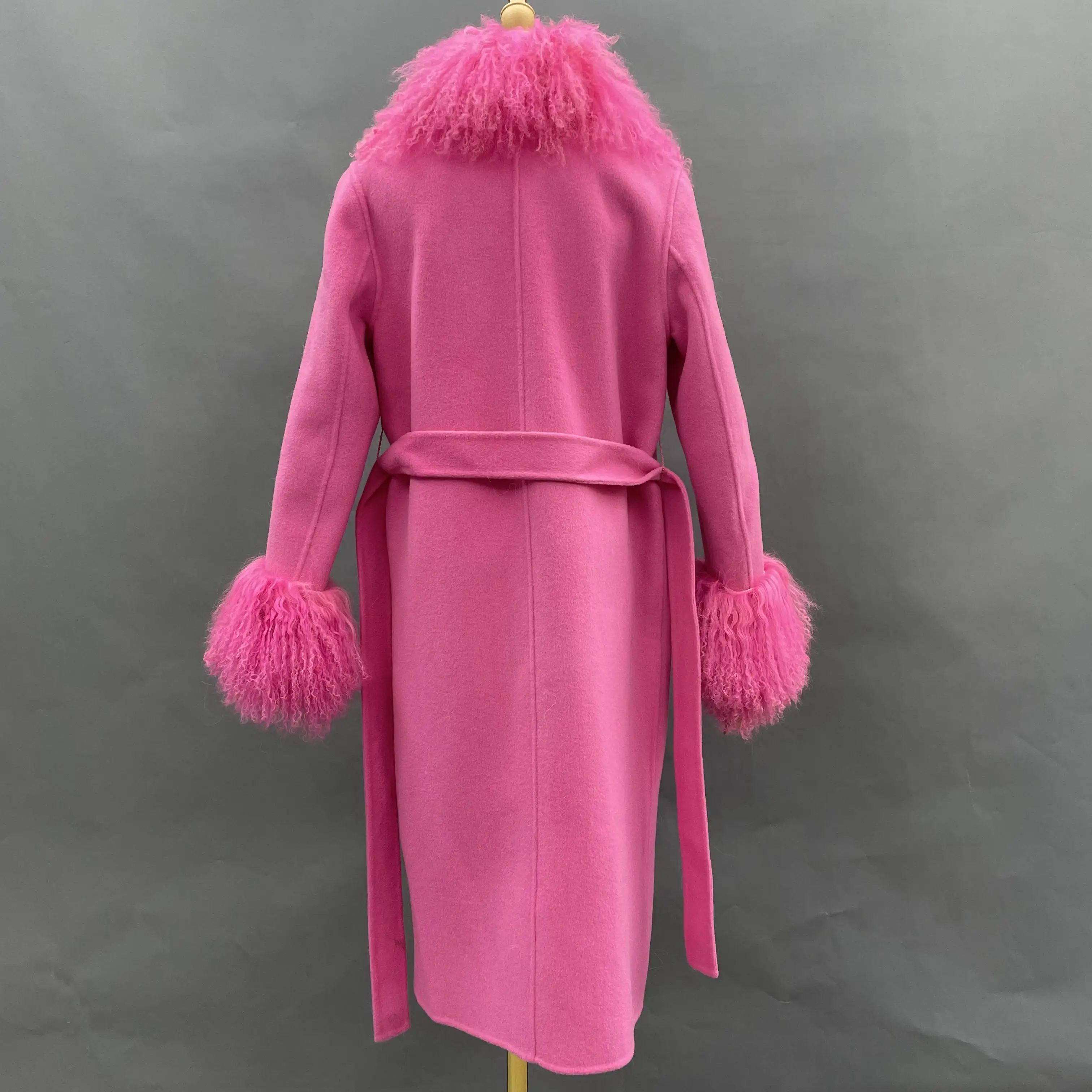 Factory Directly Sell Drop Ship Fashion Style Sheep Wool Jacket Women Fur Collar Winter Coat